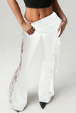 Sheer Lace Side Pleated Pants