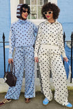 Polka Dot Zip-Up Track Pants Set