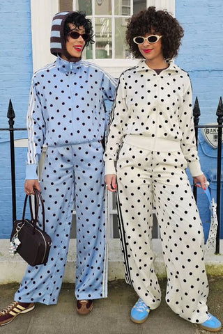 Polka Dot Zip-Up Track Pants Set