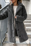 Faux Fur Collar Button-Front Long Coat