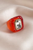 Square Gemstone Resin Statement Ring