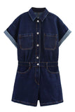 Pocketed Button-Front Shorts Romper