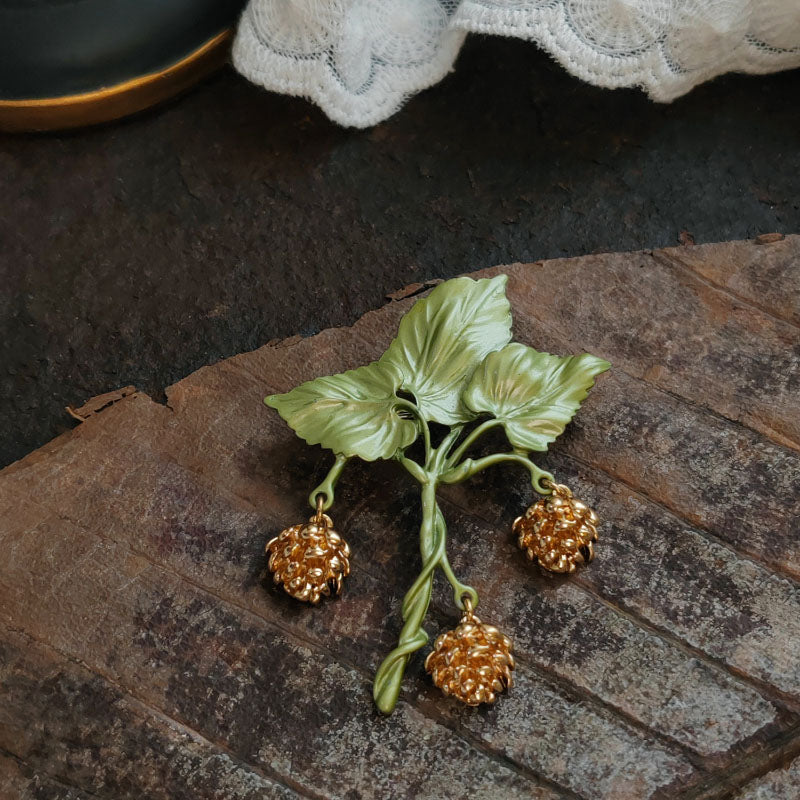 Floral Pearl Enamel Brooch