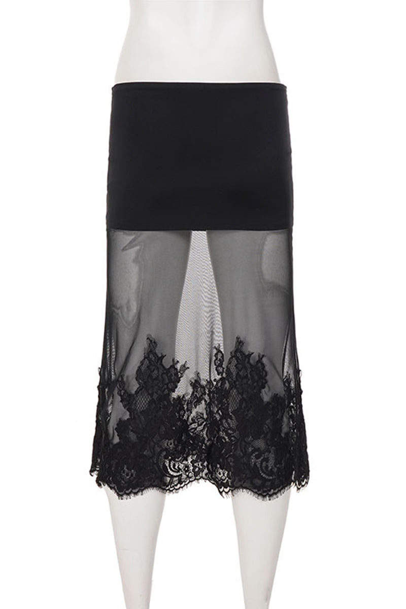 Elegant Lace Midi Skirt