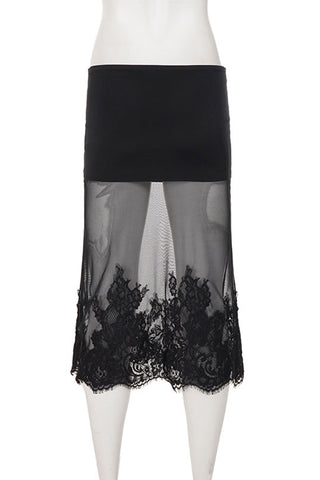 Elegant Lace Midi Skirt