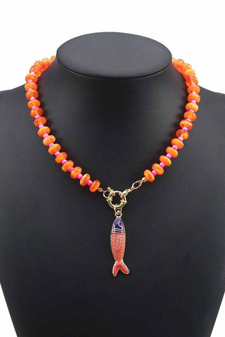 Fish Pendant Beaded Necklace