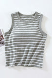 Striped Crew Neck Built-In Bra Tank