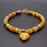 Heart-Pendant Beaded Necklace