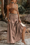 Smocked Waist Tiered Midi Skirt