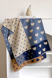 Heart Print Colorblock Square Scarf
