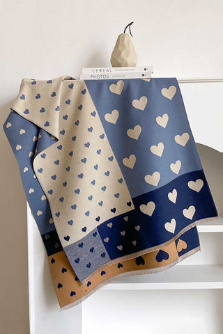 Heart Print Colorblock Square Scarf