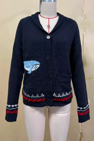 Lobster Graphic Knit Cardigan