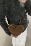 Studded Heart Shape Crossbody Bag