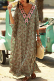V-Neck Floral Maxi Casual Dress