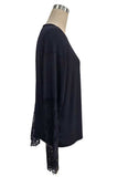 Lace Sleeve Open Back Long Sleeve Top
