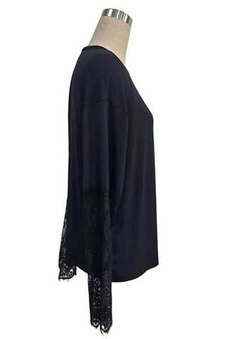 Lace Sleeve Open Back Long Sleeve Top