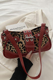Leopard Print Buckle Strap Shoulder Bag