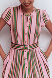 Belted Button-Front Midi Dress