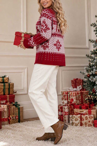 Fair Isle Knit Button-Front Cardigan