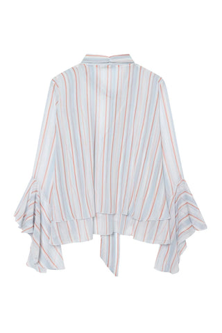 Striped Ruffle Hem Blouse