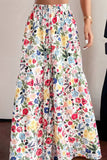 Floral Print Tiered Wide-Leg Pants
