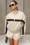 Colorblock Zip-Up Stand Collar Jacket