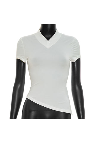 Side-Slit Cropped Crew Neck Tee