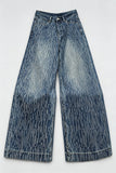 Stripe Embellished Wide Leg Jeans