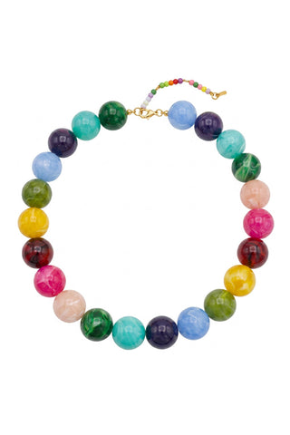 Multi-Tone Beaded Drop Pendant Necklace