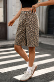 Leopard Print High-Waist Denim Shorts