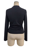 Lace Mock Neck Ruched Long Sleeve Blouse