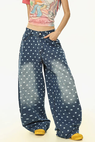 Polka-Dot Barrel Jeans