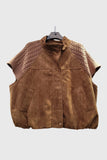 Knit Shoulder Suede Mock Neck Vest