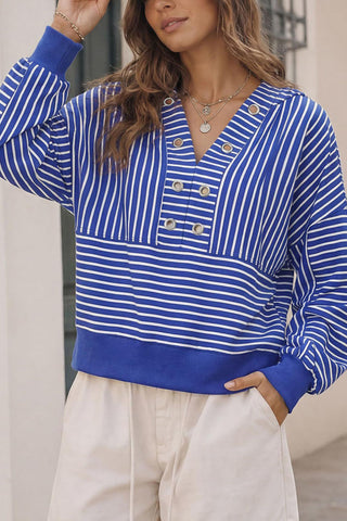 Striped Hooded Crop Sweatshirt