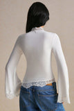 Lace Mock Neck Bell Sleeve Top