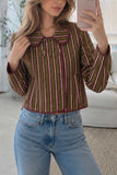 Striped Peter Pan Collar Toggle Jacket
