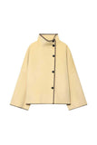 Mock Neck Contrast Stitch Button Front Jacket