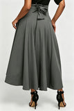 High-Waist Pleated A-Line Midi Skirt