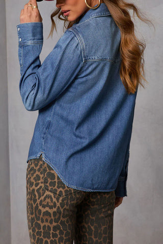 Snap Button Pocket Front Denim Shirt