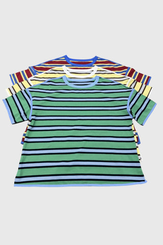 Striped Contrast Hem Crew Neck T-Shirt