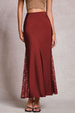 High-Waist Lace Side Slit Midi Skirt