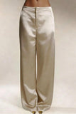 Satin High-Waist Wide-Leg Casual Pants