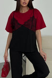 Lace-Overlay Layered T-Shirt