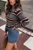 Striped Button-Front Knit Cardigan