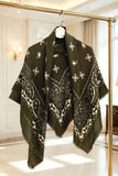 Paisley Print Fringed Open Poncho