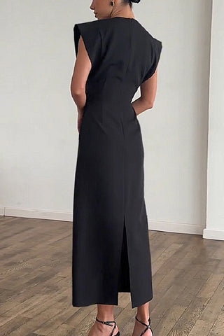 Keyhole Detail Midi Dress