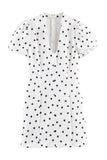 Polka Dot Puff Sleeve V-Neck Mini Dress