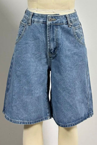 Contrast Stitch Denim Shorts