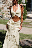 Halter Tie-Back Skirt Set