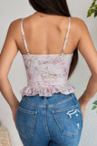 Floral Lace-Up Sweetheart Corset Cami